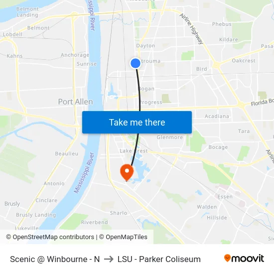 Scenic @ Winbourne - N to LSU - Parker Coliseum map