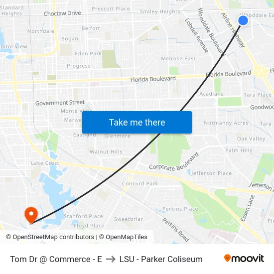 Tom Dr @ Commerce - E to LSU - Parker Coliseum map