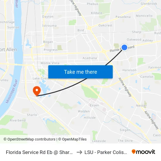 Florida Service Rd Eb @ Sharp - W to LSU - Parker Coliseum map