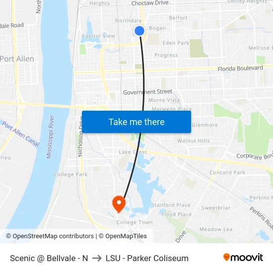 Scenic @ Bellvale - N to LSU - Parker Coliseum map