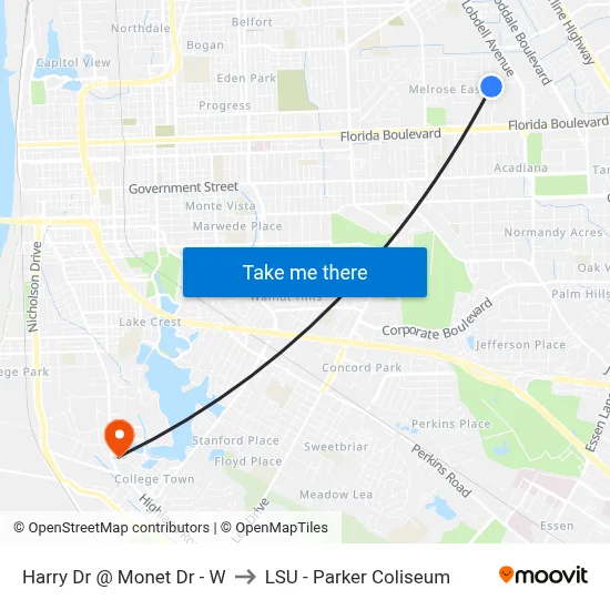 Harry Dr @ Monet Dr - W to LSU - Parker Coliseum map