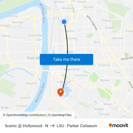 Scenic @ Hollywood - N to LSU - Parker Coliseum map