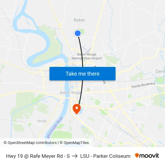 Hwy 19 @ Rafe Meyer Rd - S to LSU - Parker Coliseum map