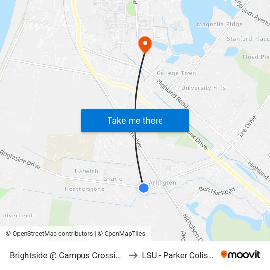 Brightside @ Campus Crossing - E to LSU - Parker Coliseum map