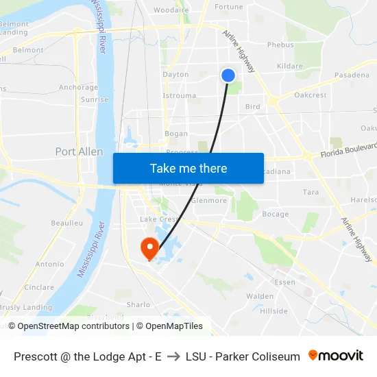 Prescott @ the Lodge Apt - E to LSU - Parker Coliseum map