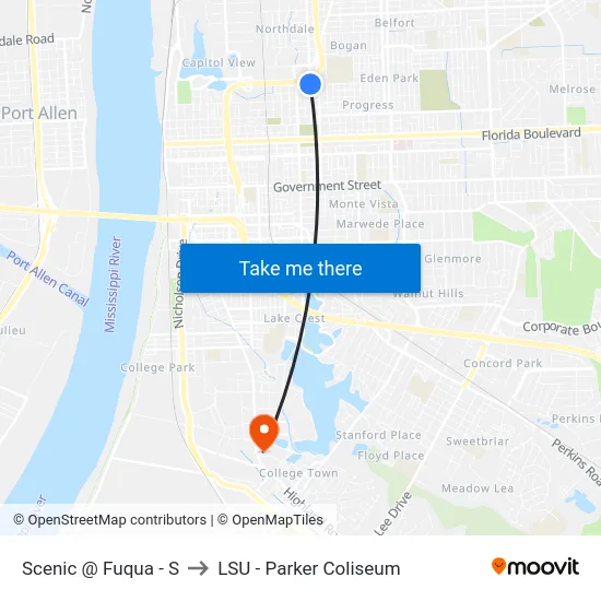 Scenic @ Fuqua - S to LSU - Parker Coliseum map