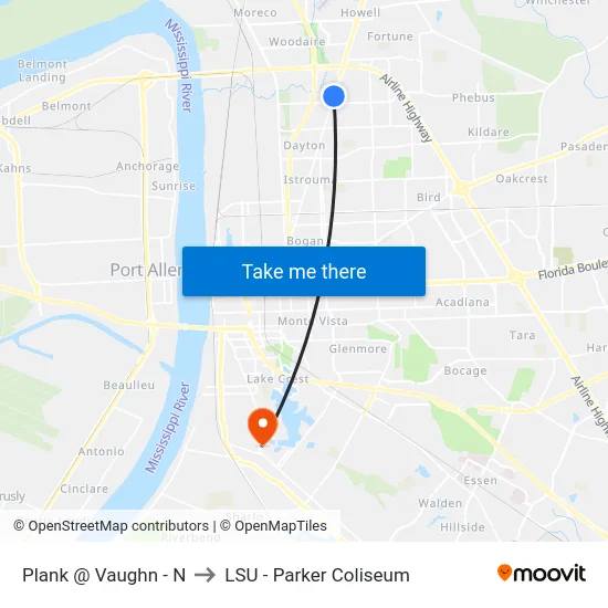 Plank @ Vaughn - N to LSU - Parker Coliseum map
