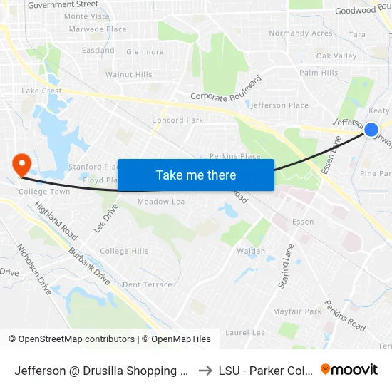 Jefferson @ Drusilla Shopping Center - W to LSU - Parker Coliseum map