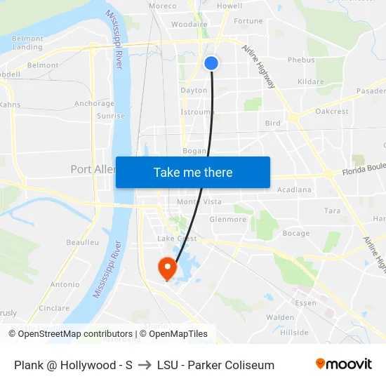 Plank @ Hollywood - S to LSU - Parker Coliseum map
