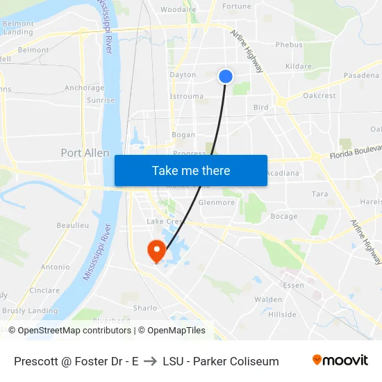 Prescott @ Foster Dr - E to LSU - Parker Coliseum map