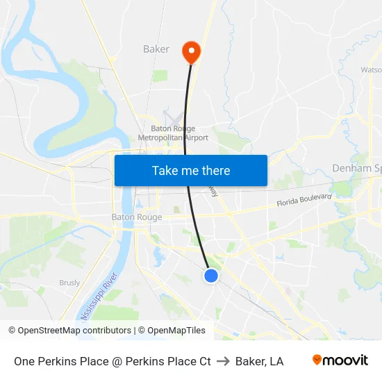 One Perkins Place @ Perkins Place Ct to Baker, LA map