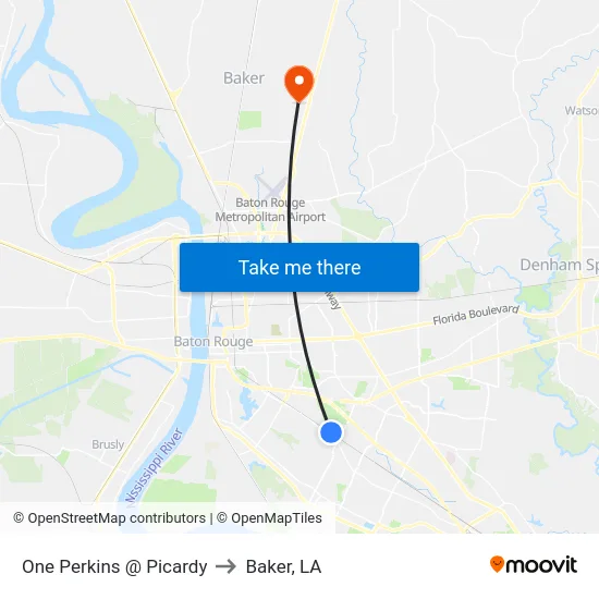 One Perkins @ Picardy to Baker, LA map