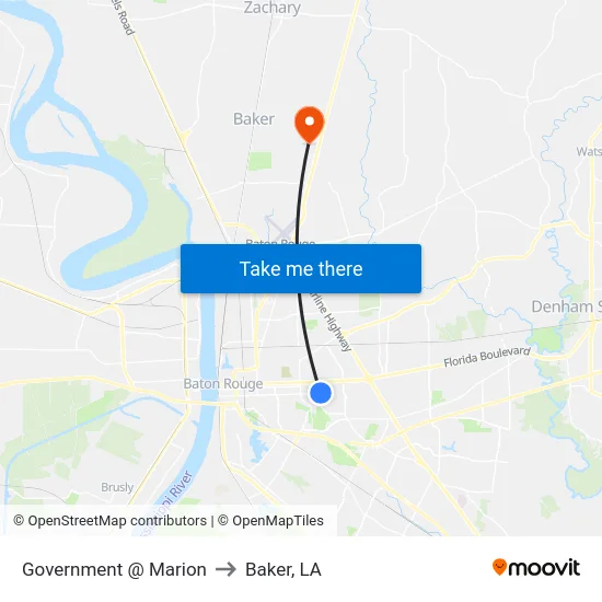 Government @ Marion to Baker, LA map