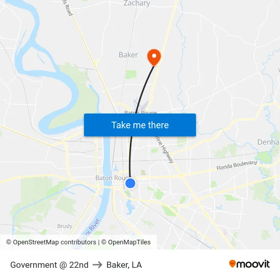 Government @ 22nd to Baker, LA map