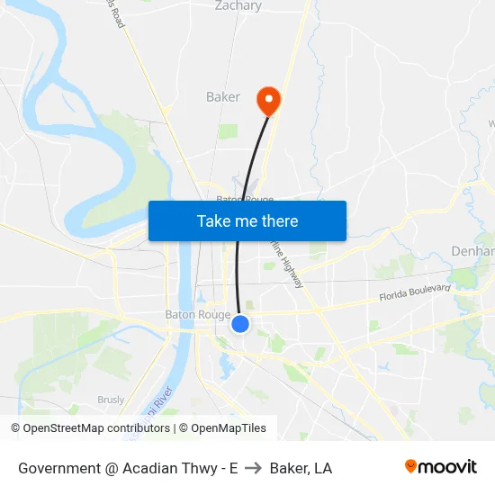 Government @ Acadian Thwy - E to Baker, LA map