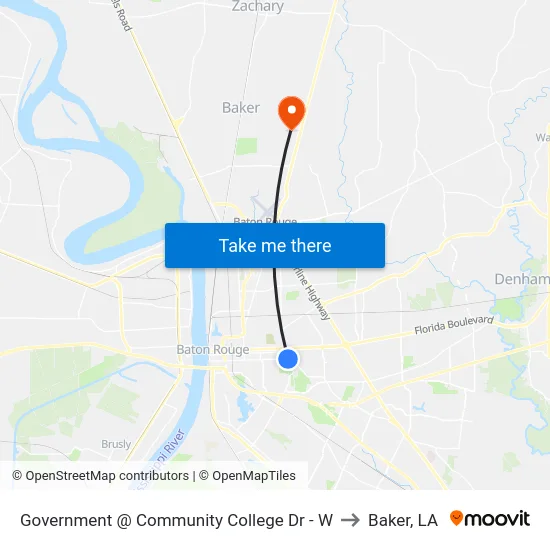 Government @ Community College Dr - W to Baker, LA map