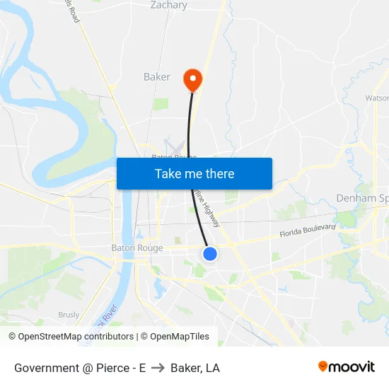 Government @ Pierce - E to Baker, LA map