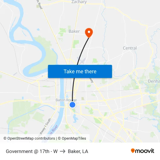 Government @ 17th - W to Baker, LA map