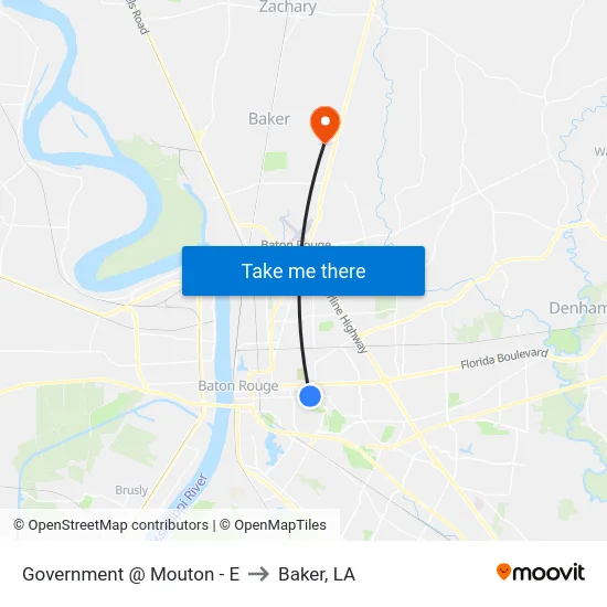 Government @ Mouton - E to Baker, LA map