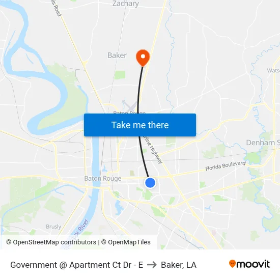 Government @ Apartment Ct Dr - E to Baker, LA map