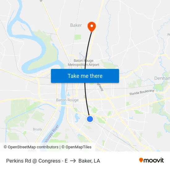 Perkins Rd @ Congress - E to Baker, LA map