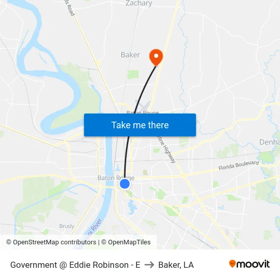 Government @ Eddie Robinson - E to Baker, LA map