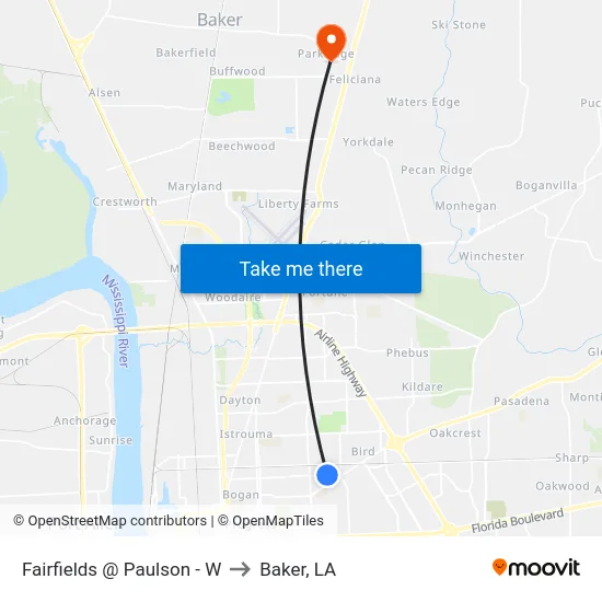 Fairfields @ Paulson - W to Baker, LA map