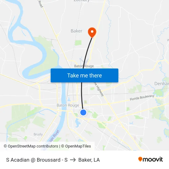 S Acadian @ Broussard - S to Baker, LA map