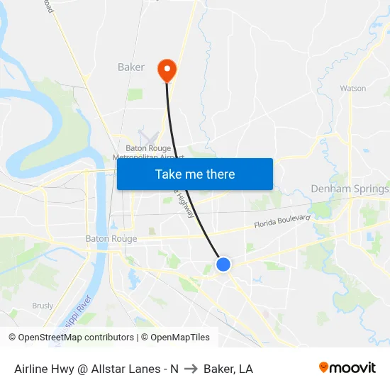 Airline Hwy @ Allstar Lanes - N to Baker, LA map