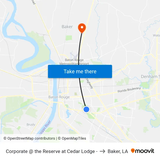 Corporate @ the Reserve at Cedar Lodge - to Baker, LA map