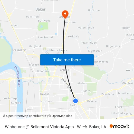 Winbourne @ Bellemont Victoria Apts - W to Baker, LA map