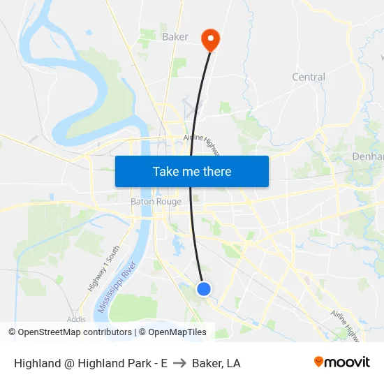Highland @ Highland Park - E to Baker, LA map