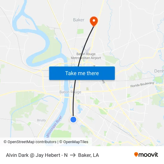 Alvin Dark @ Jay Hebert - N to Baker, LA map