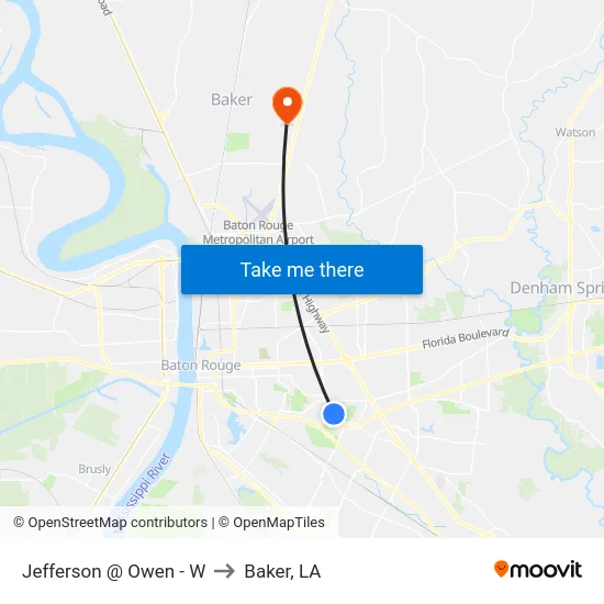 Jefferson @ Owen - W to Baker, LA map