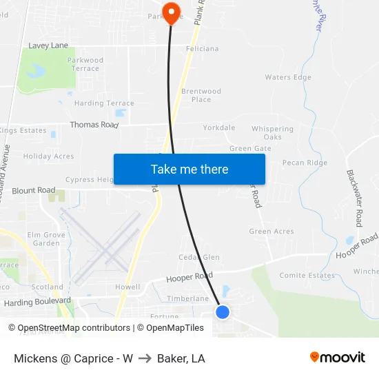 Mickens @ Caprice - W to Baker, LA map