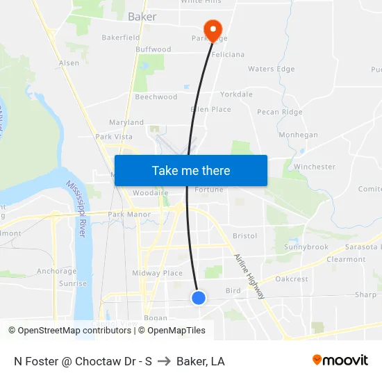 N Foster @ Choctaw Dr - S to Baker, LA map