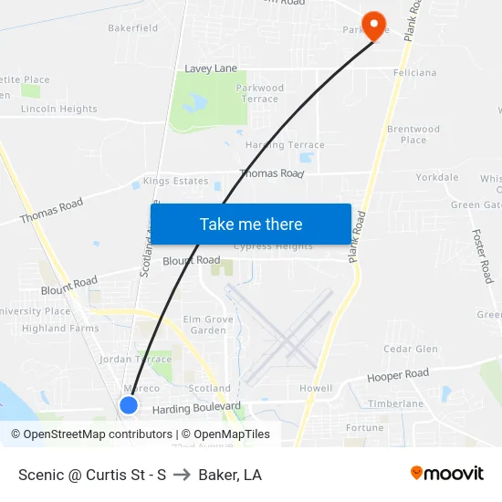 Scenic @ Curtis St - S to Baker, LA map