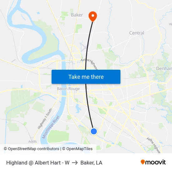 Highland @ Albert Hart - W to Baker, LA map
