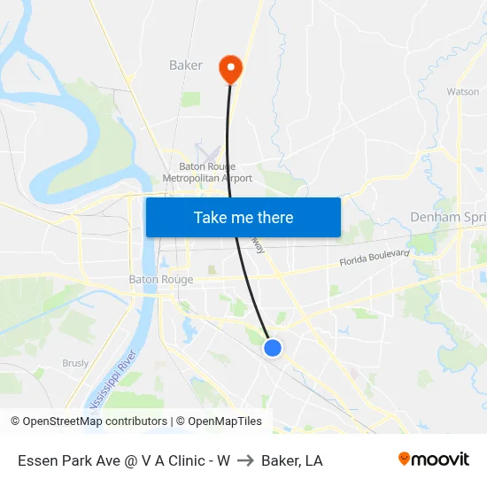 Essen Park Ave @ V A Clinic - W to Baker, LA map