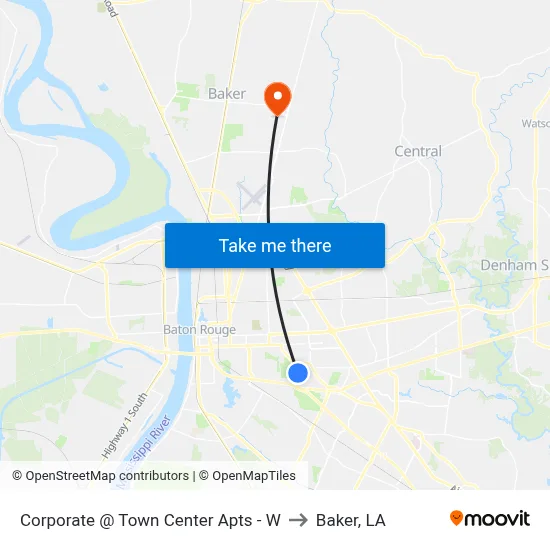 Corporate @ Town Center Apts - W to Baker, LA map