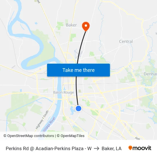 Perkins Rd @ Acadian-Perkins Plaza - W to Baker, LA map