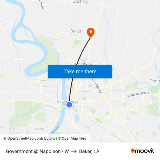Government @ Napoleon - W to Baker, LA map