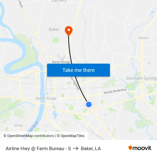 Airline Hwy @ Farm Bureau - S to Baker, LA map