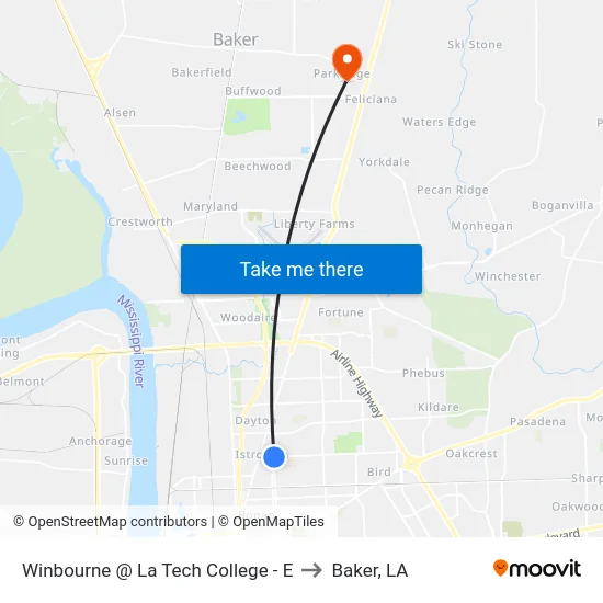 Winbourne @ La Tech College - E to Baker, LA map