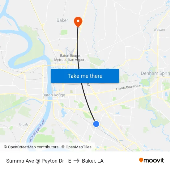Summa Ave @ Peyton Dr - E to Baker, LA map