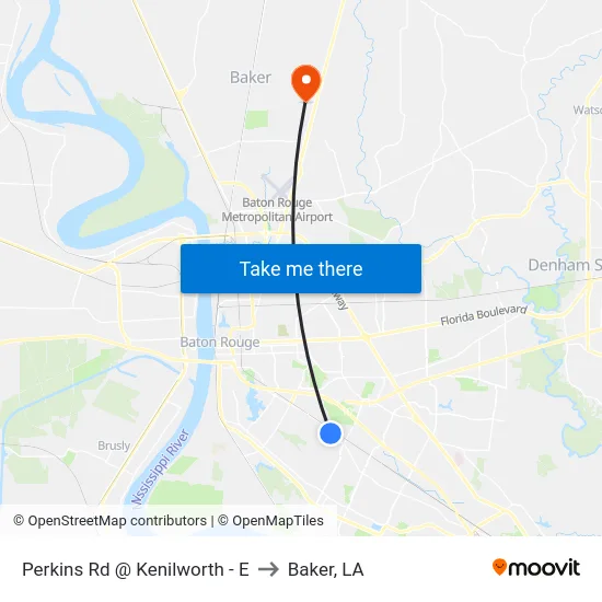 Perkins Rd @ Kenilworth - E to Baker, LA map