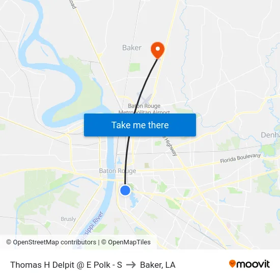 Thomas H Delpit @ E Polk - S to Baker, LA map