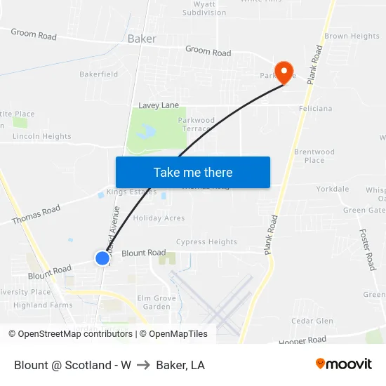 Blount @ Scotland - W to Baker, LA map