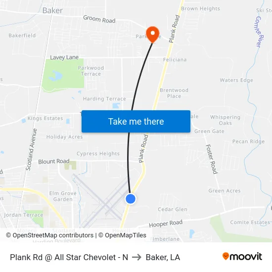 Plank Rd @ All Star Chevolet - N to Baker, LA map