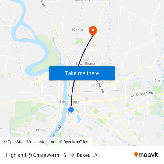 Highland @ Chatsworth - S to Baker, LA map